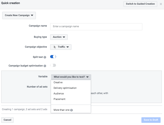 Facebook.com – how to create a comparison test